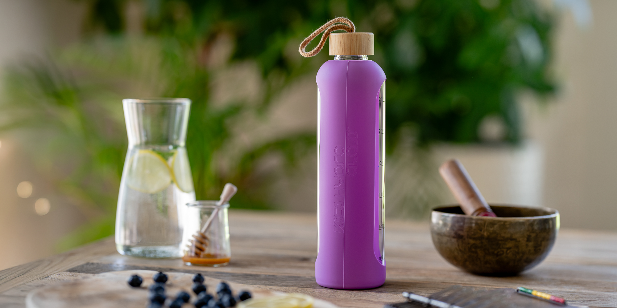 Butelka szklana KiCA Hydro Glass 1000 ml - fioletowa